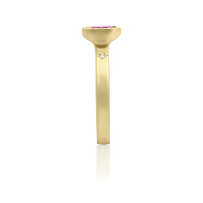 Pink Sapphire Etched Round Ring