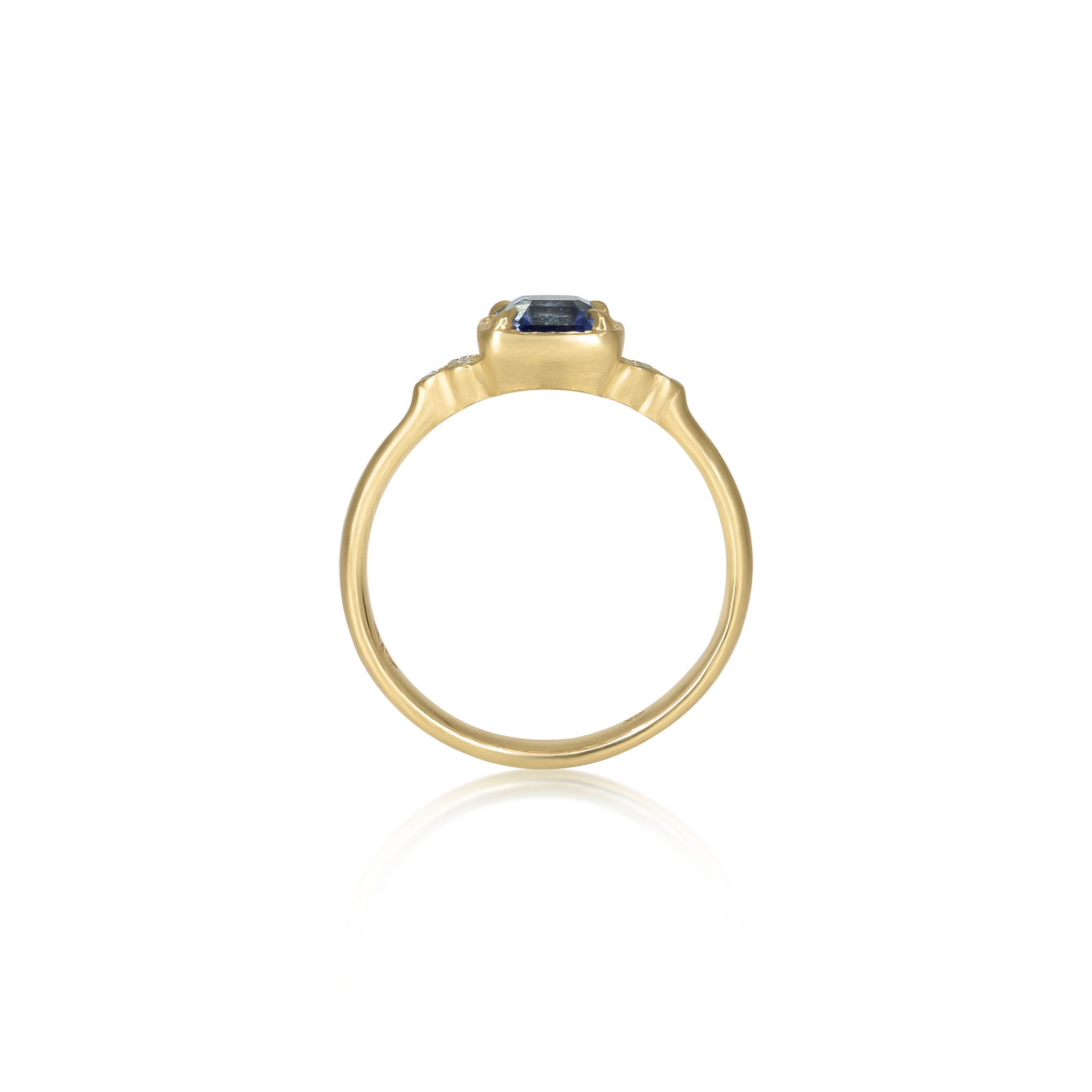 Step Cut Sapphire Luna Ring