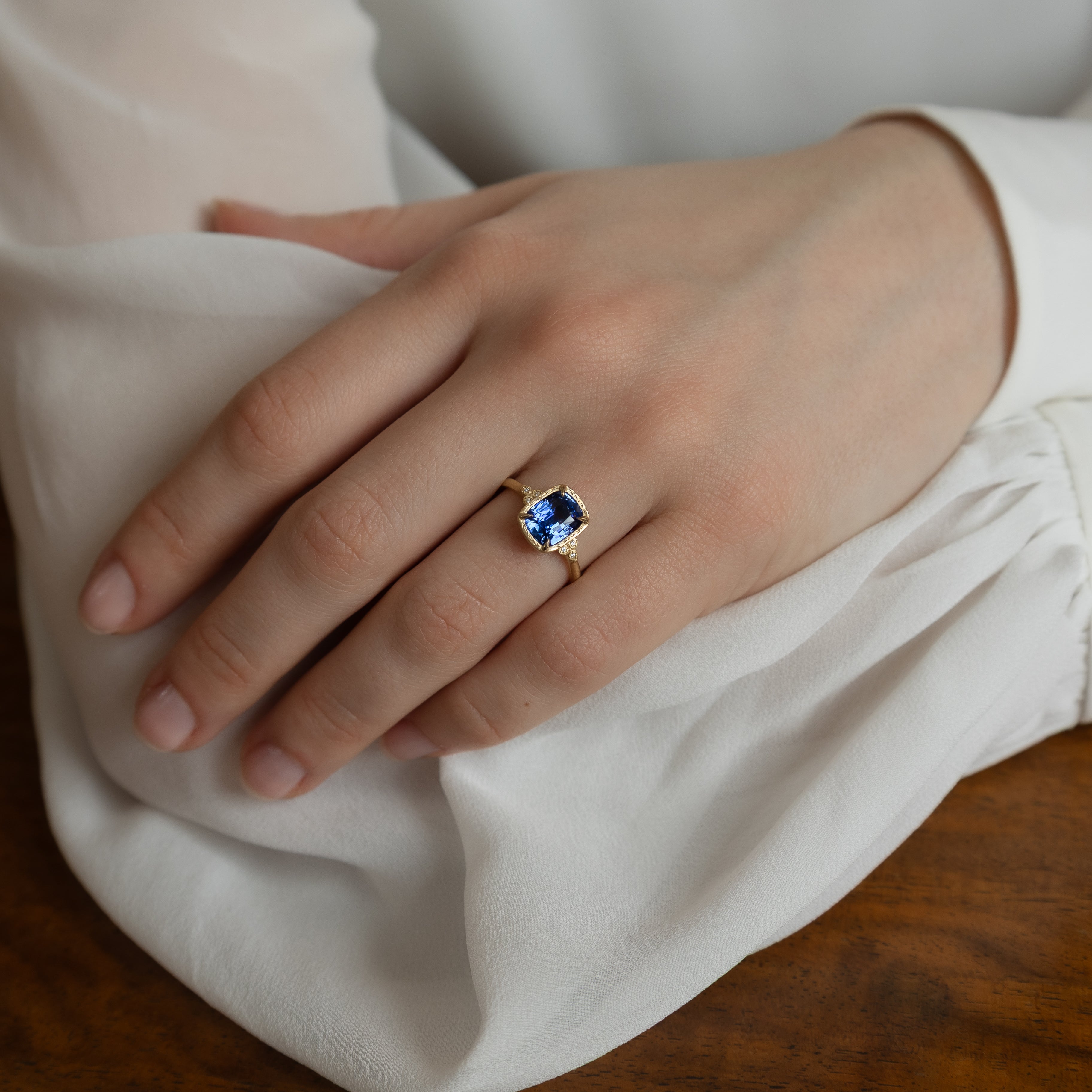 Cushion Sapphire Luna Ring - 2.56ct
