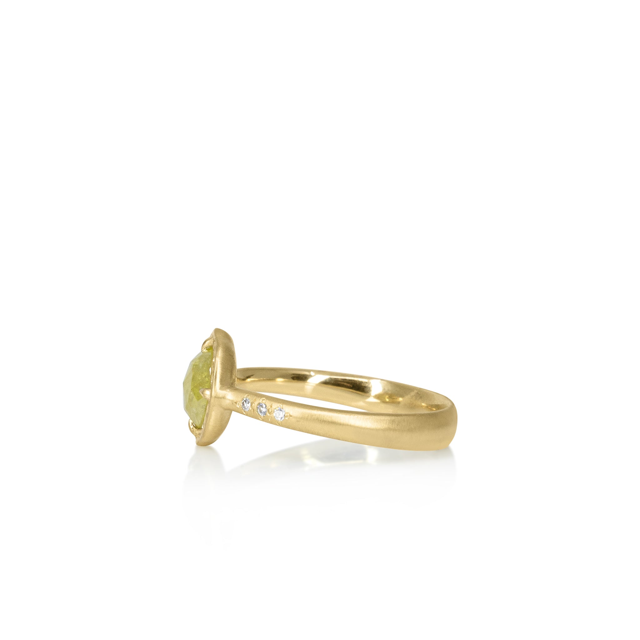 Yellow Diamond Rose Cut Prong Ring