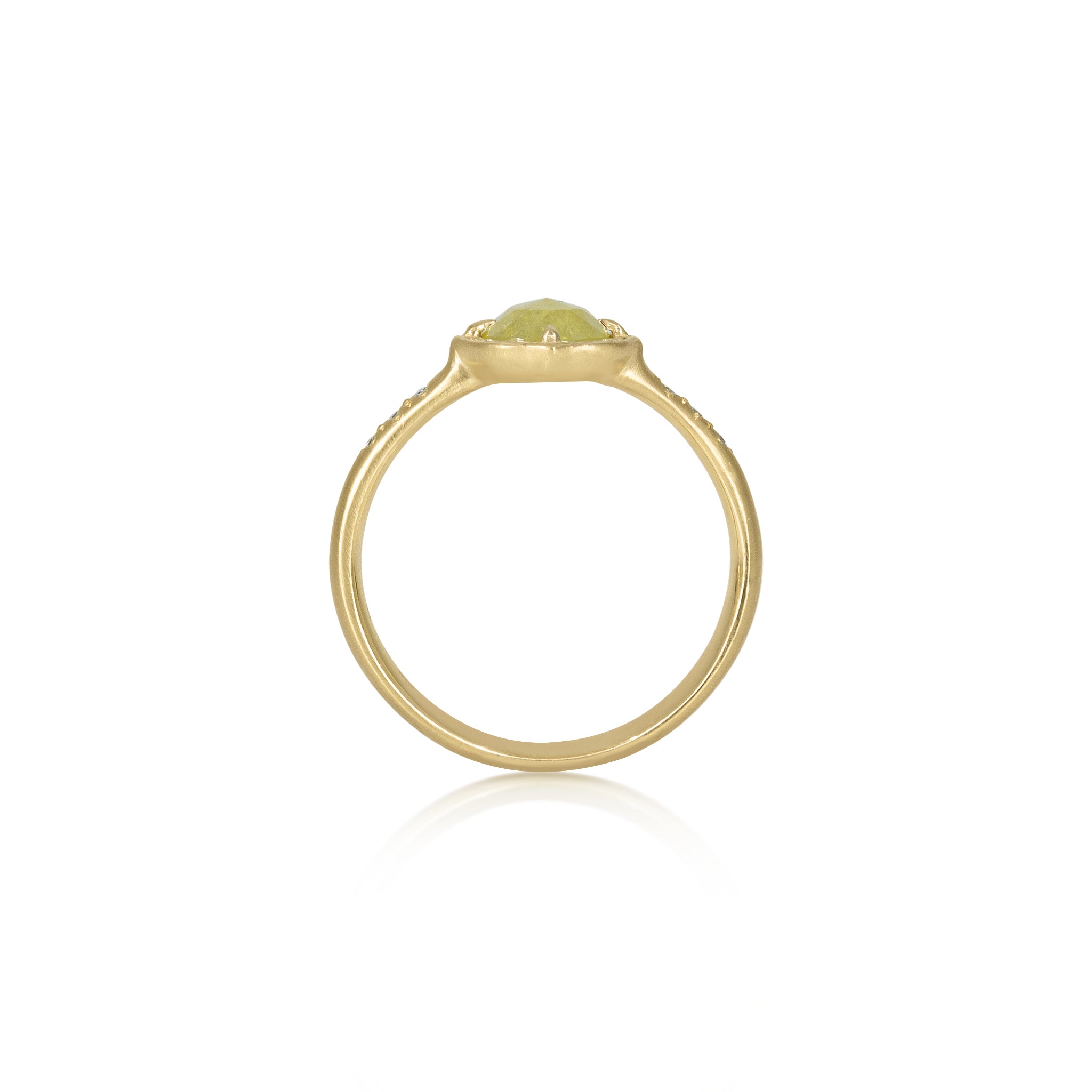Yellow Diamond Rose Cut Prong Ring