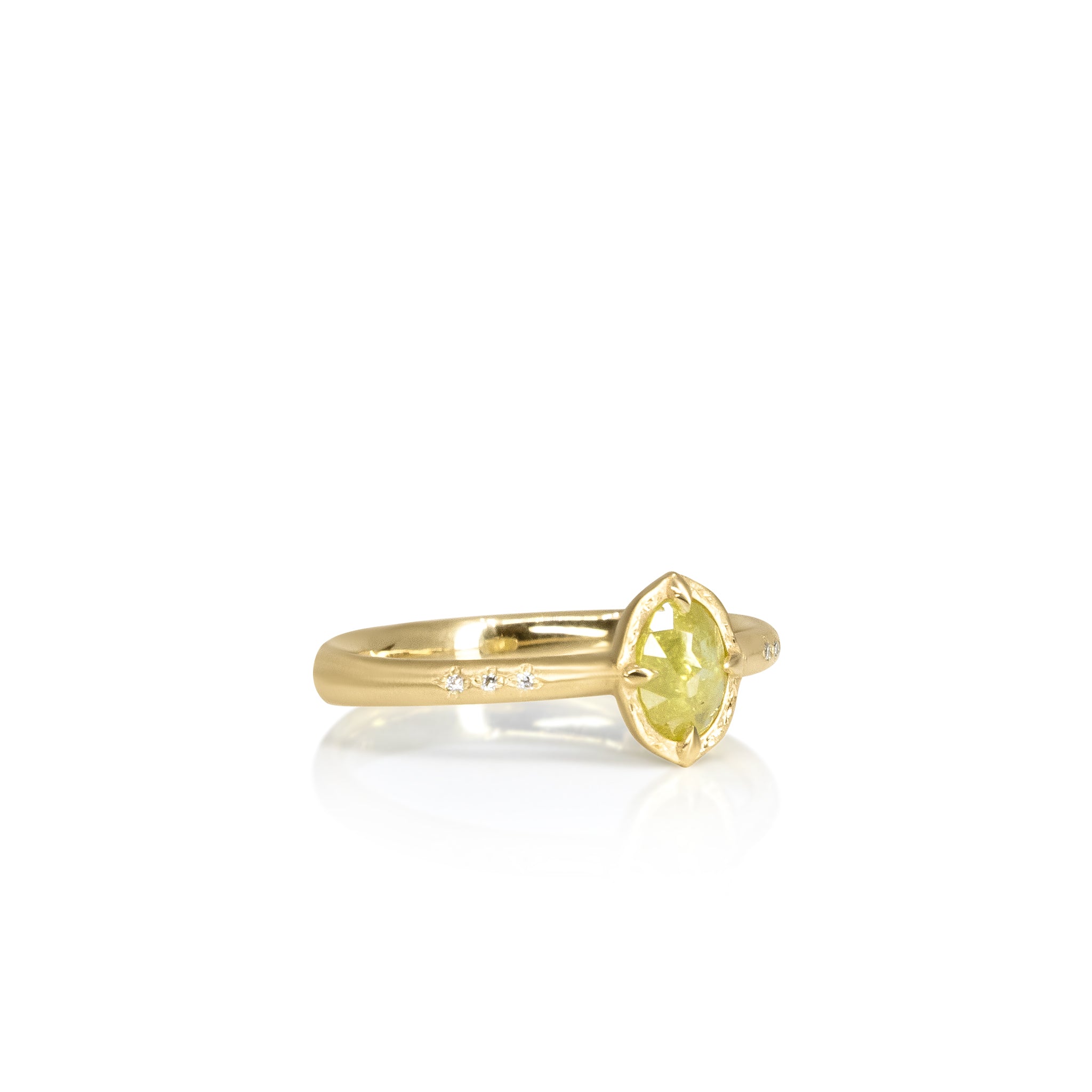 Rose Cut Yellow Diamond Ring