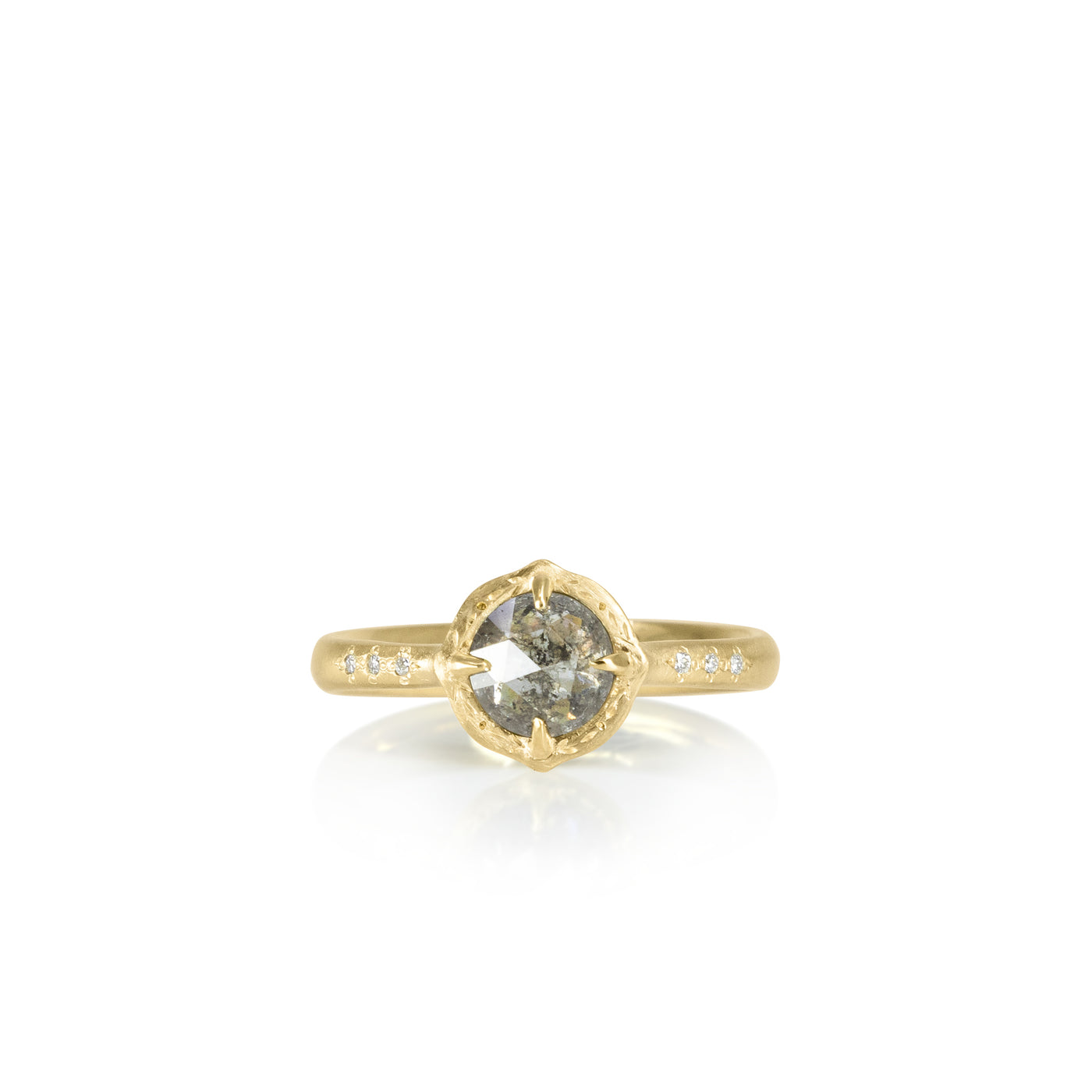 Salt & Pepper Rose Cut Prong Ring