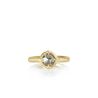 Salt & Pepper Rose Cut Prong Ring