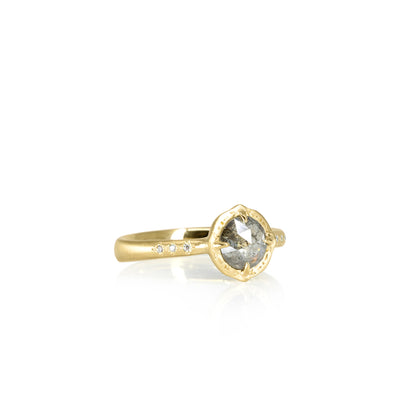 Salt & Pepper Rose Cut Prong Ring