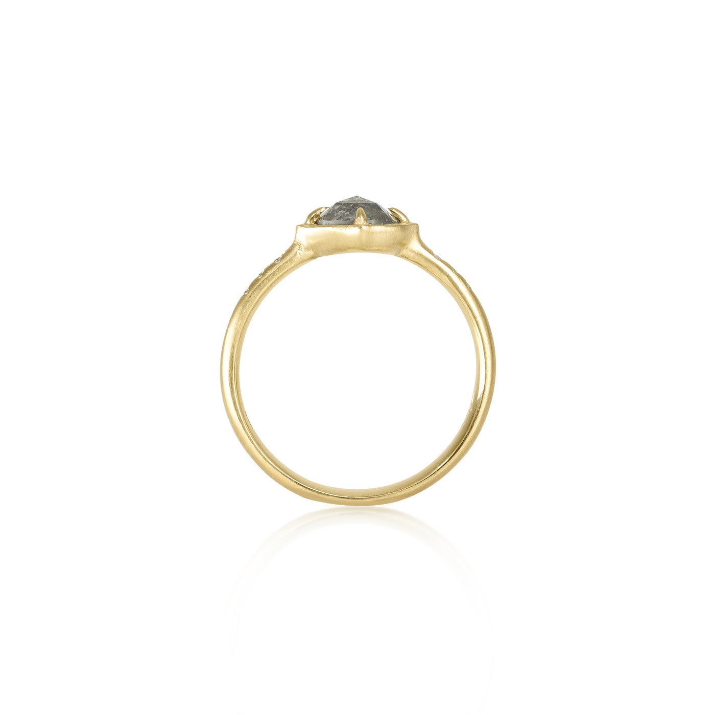 Salt & Pepper Rose Cut Prong Ring