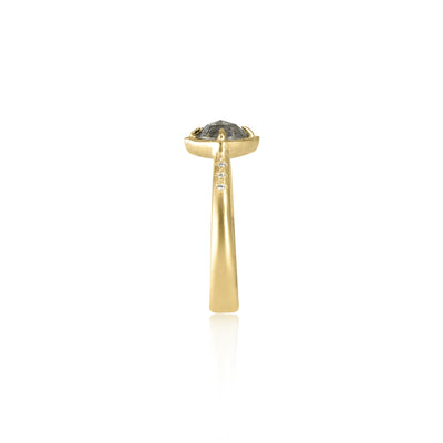 Salt & Pepper Rose Cut Prong Ring