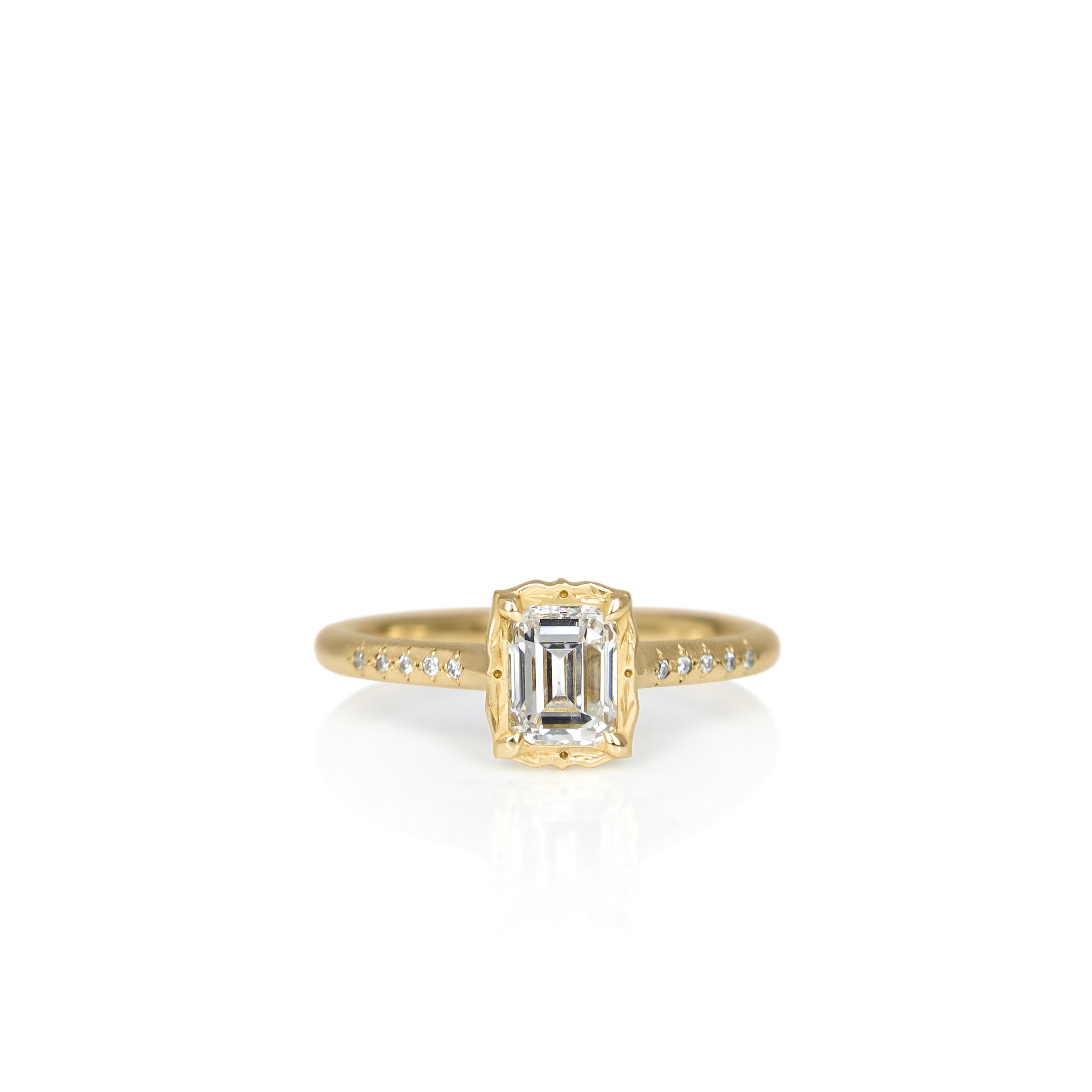 Emerald Cut Lotus Ring - .69ct