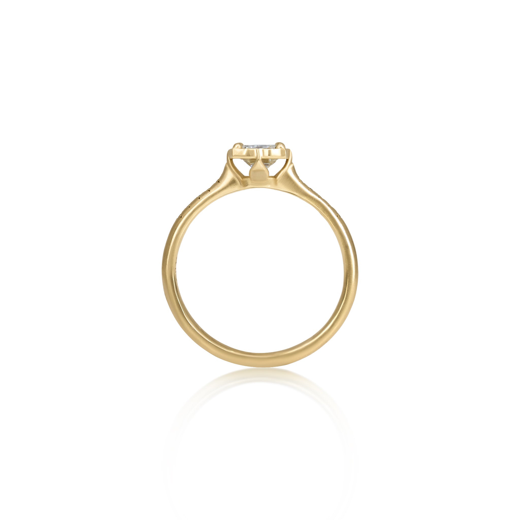 Emerald Cut Lotus Ring - .69ct
