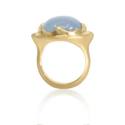 Aqua Bezel Crown Ring