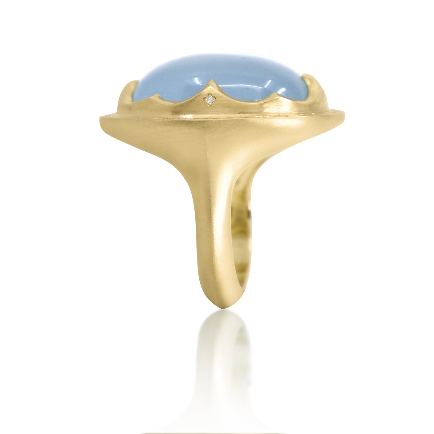 Aqua Bezel Crown Ring