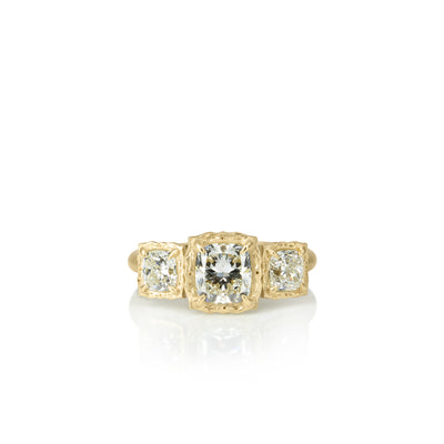 Three Cushion Lotus Ring