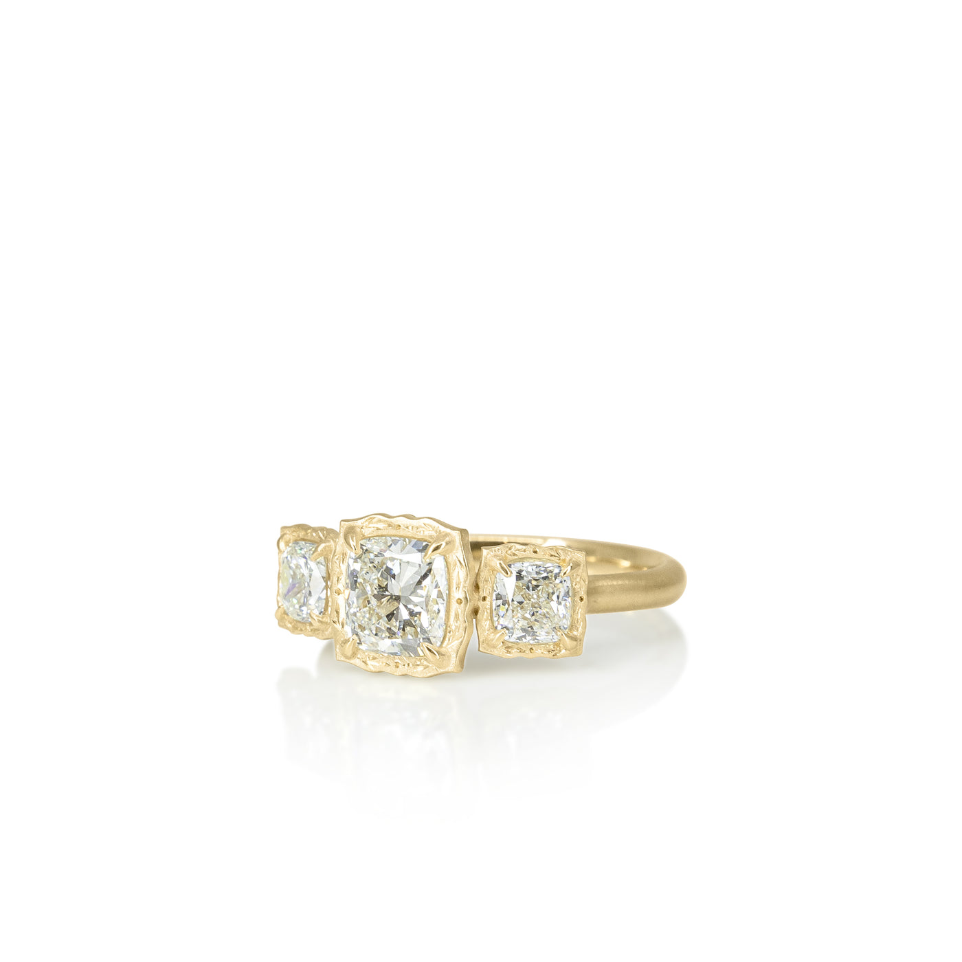 Three Cushion Lotus Ring