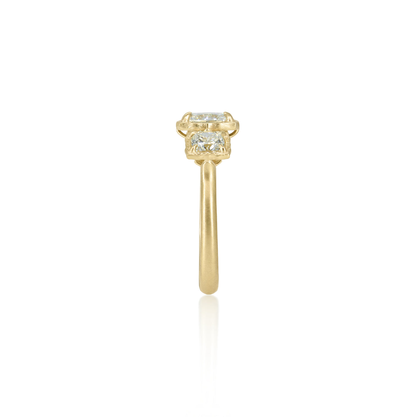 Three Cushion Lotus Ring