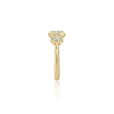 Three Cushion Lotus Ring