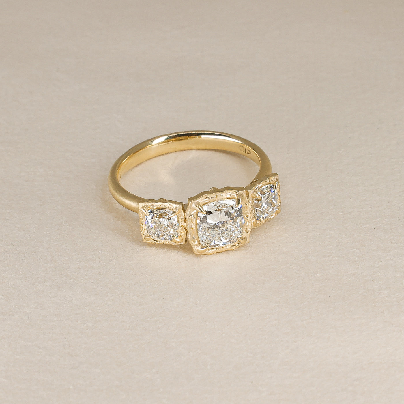 Three Cushion Lotus Ring