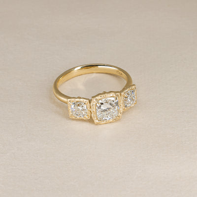 Three Cushion Lotus Ring