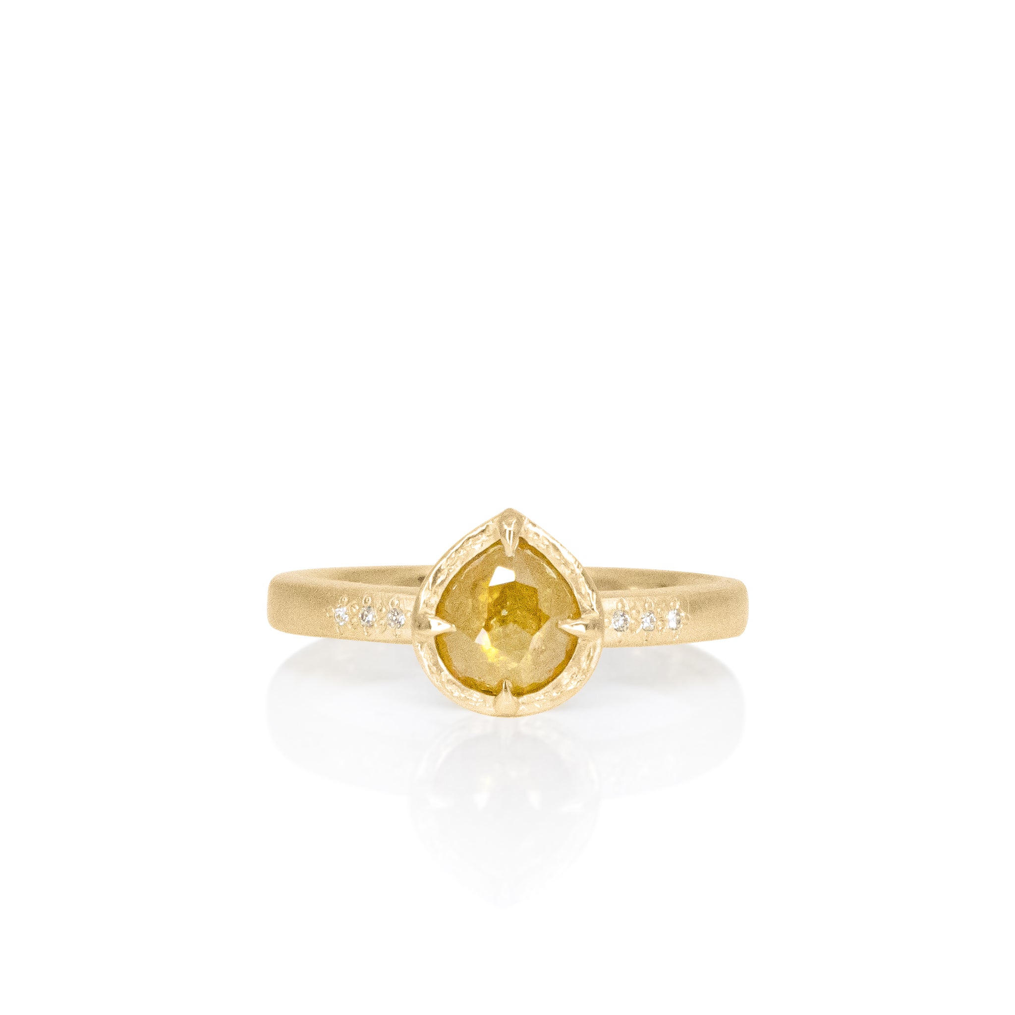 Yellow Diamond Pear Ring
