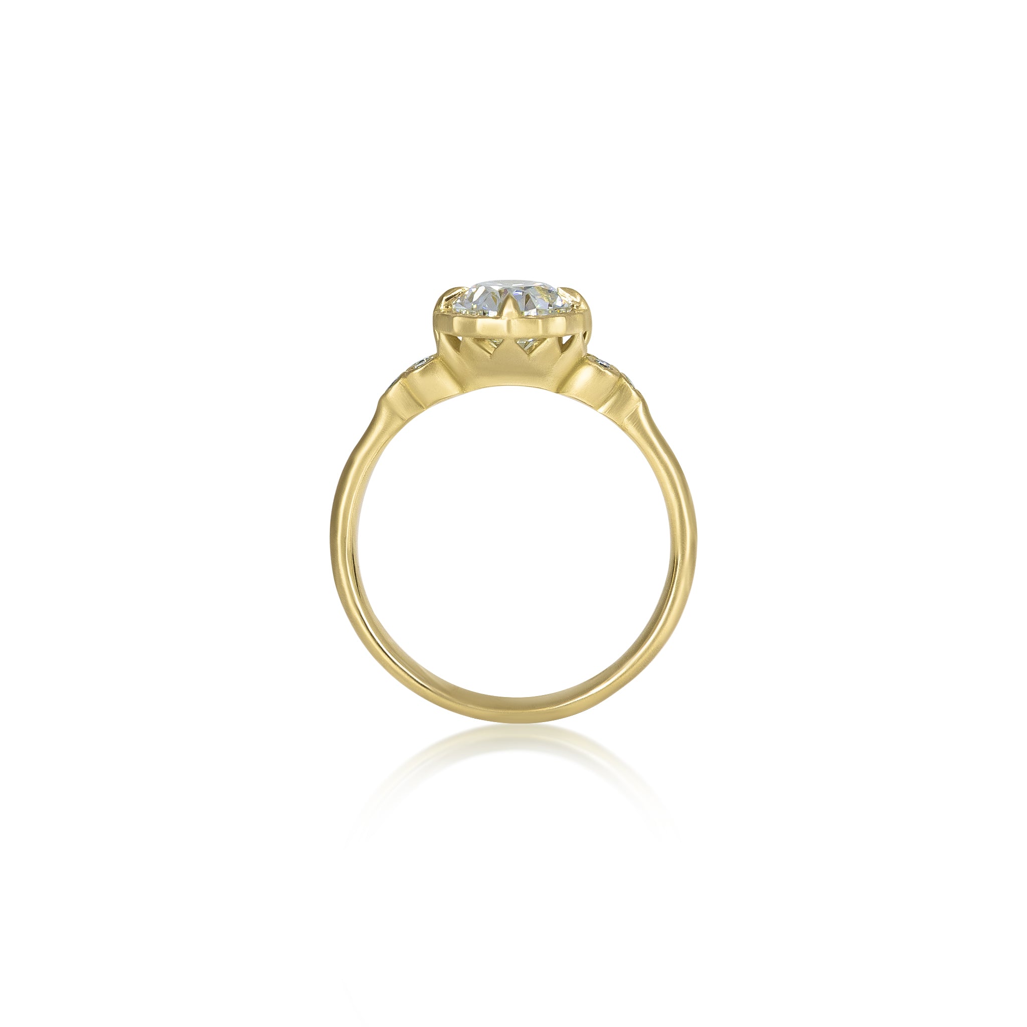 Oval Diamond Engraved Ring