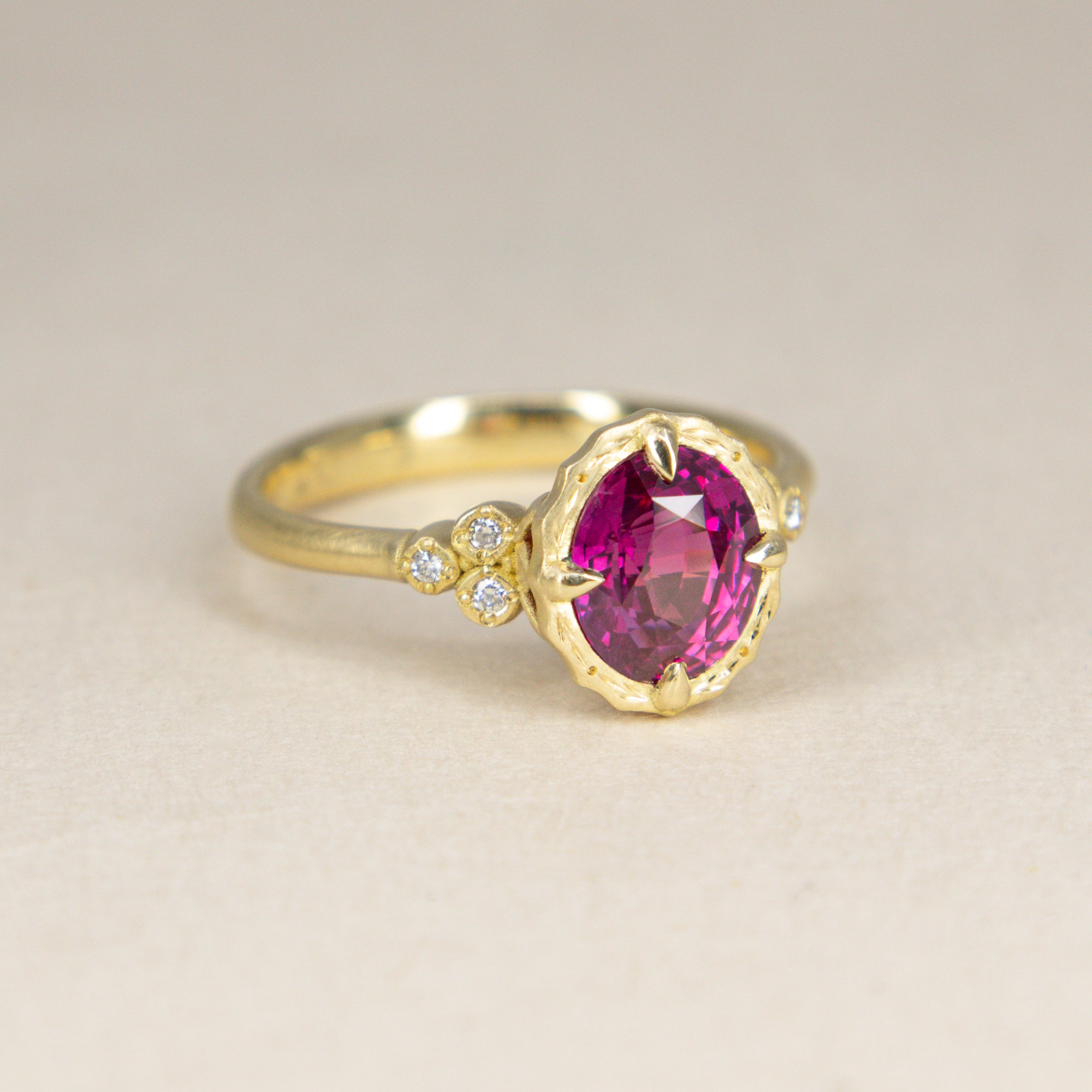 Pink Sapphire Engraved Ring