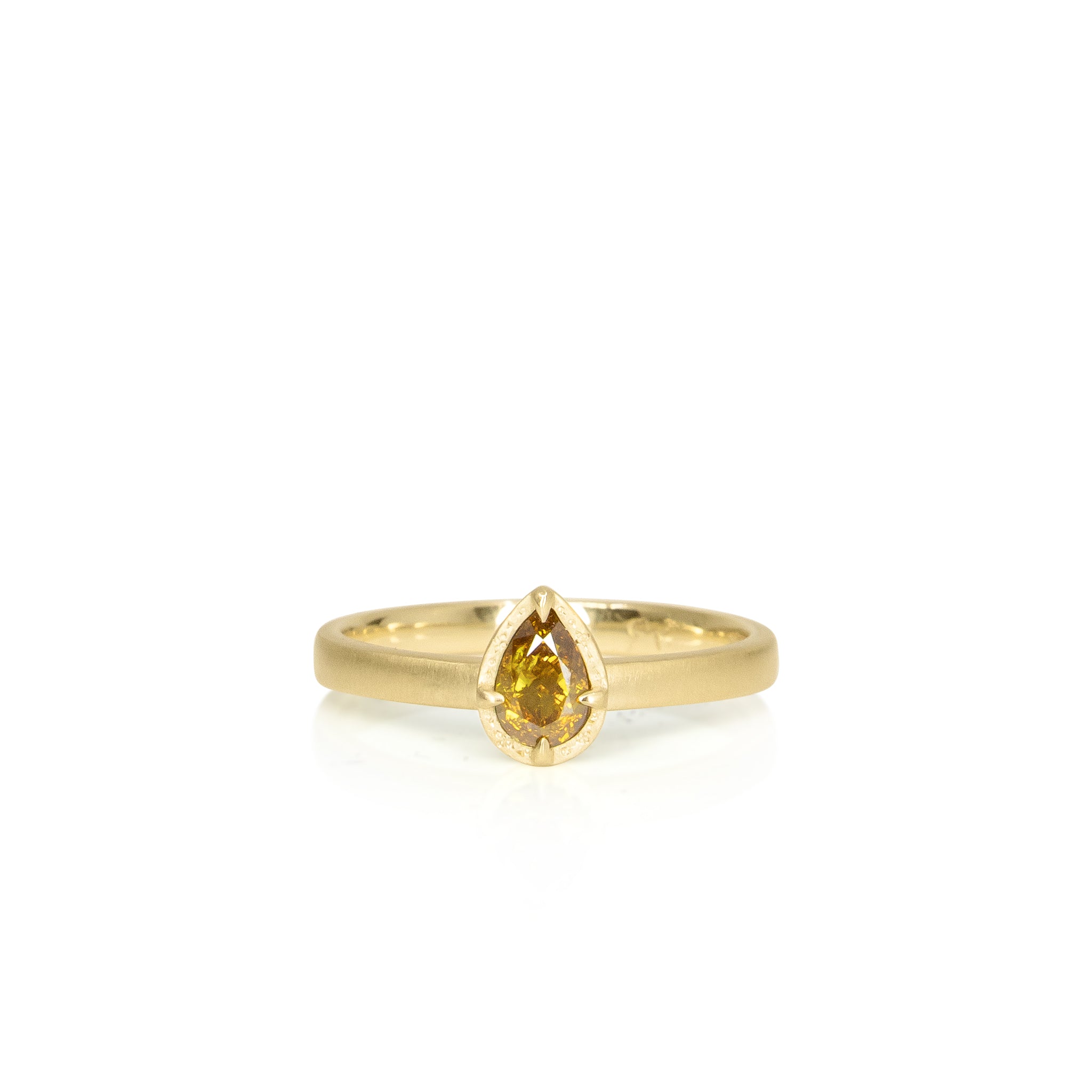 Orange Pear Diamond Stackable Ring