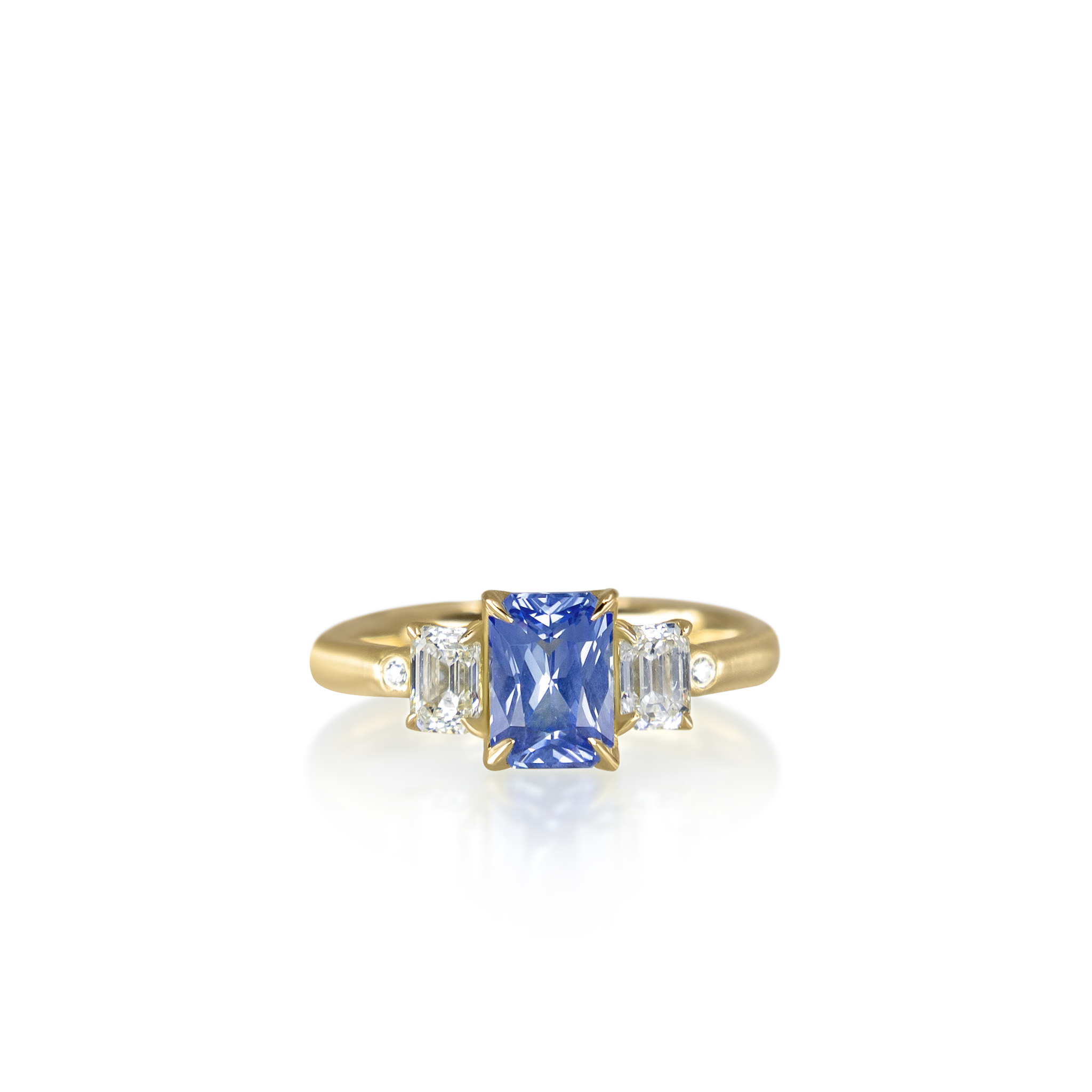 Step Cut Sapphire Rambling Rose Ring