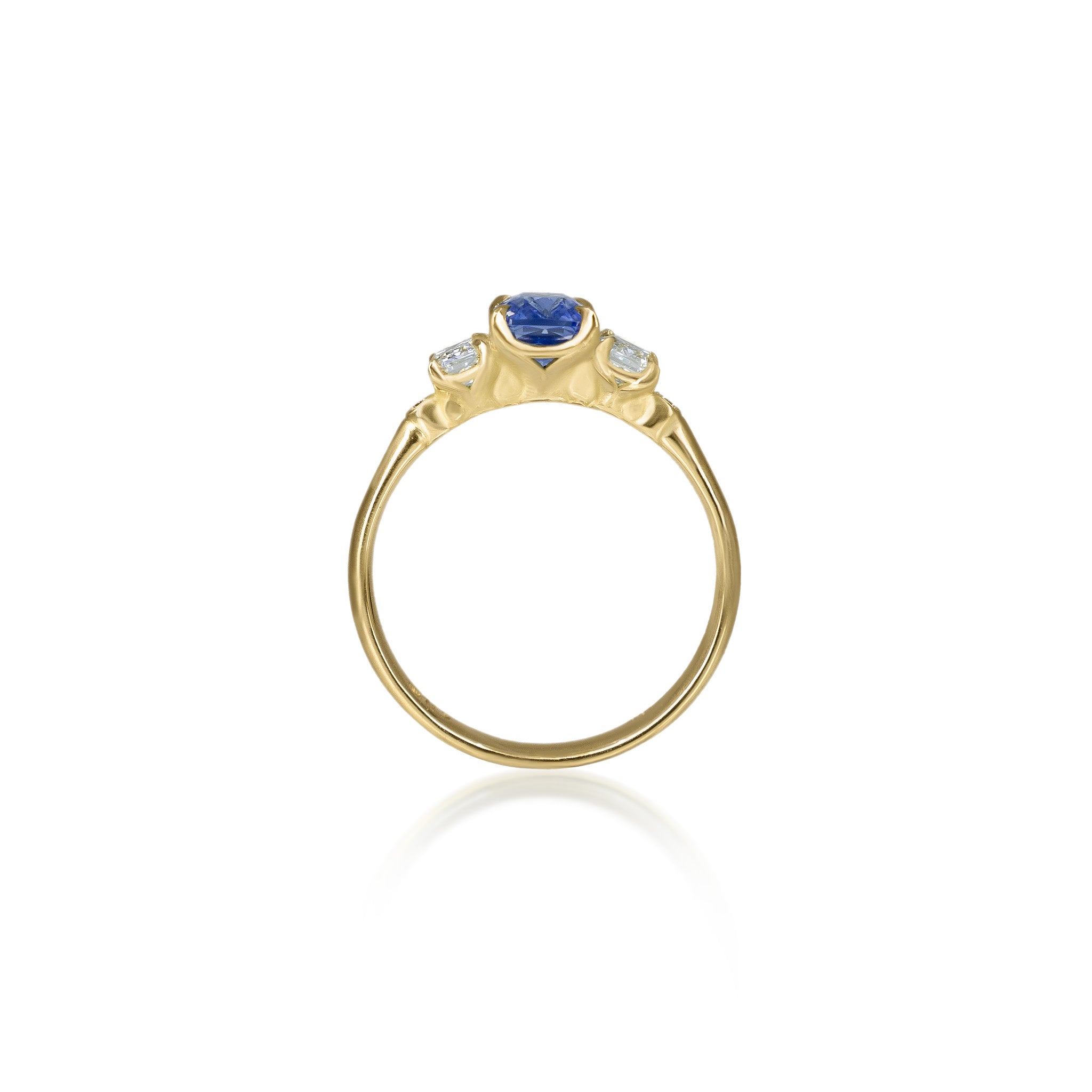 Step Cut Sapphire Rambling Rose Ring