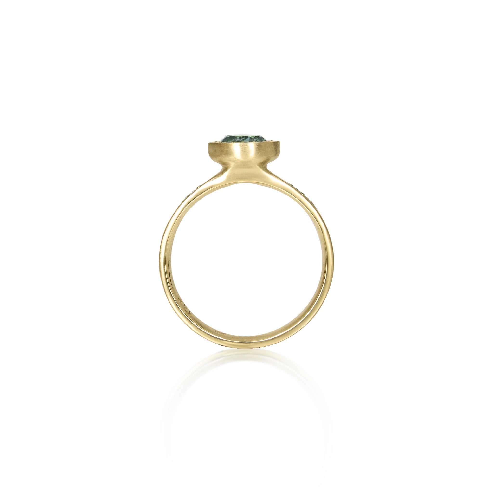 Sea Foam Tourmaline Etched Bezel Ring