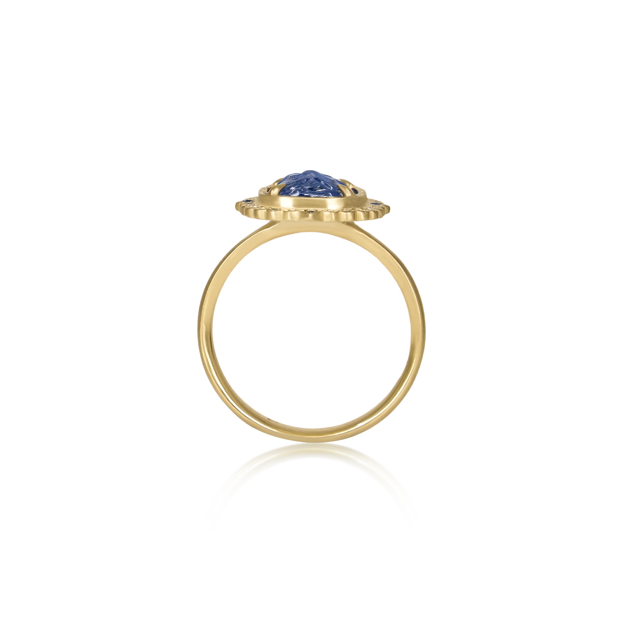 Carved Sapphire Ring
