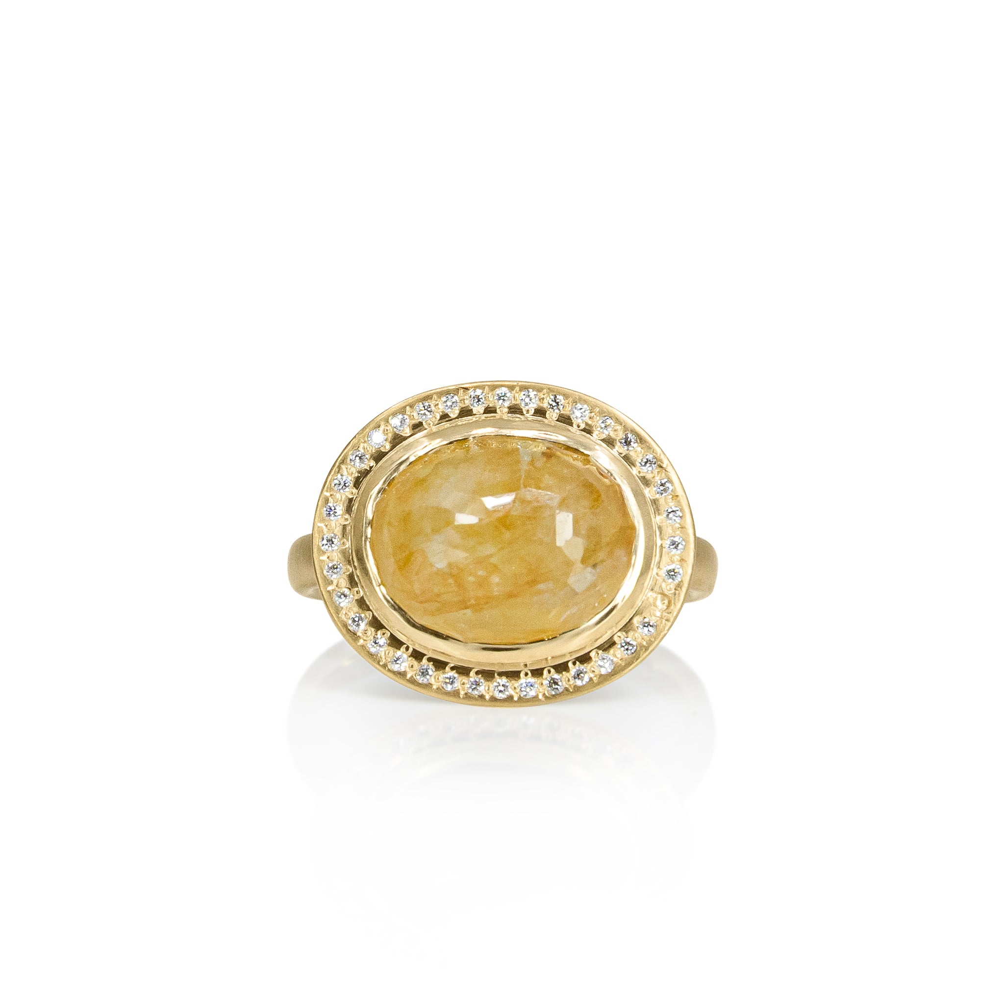 Halo Yellow Sapphire Ring