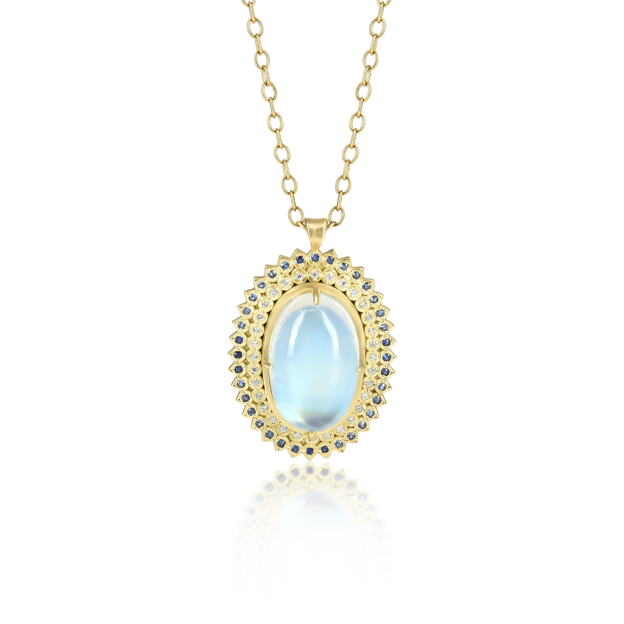 Moonstone Double Halo Pendant