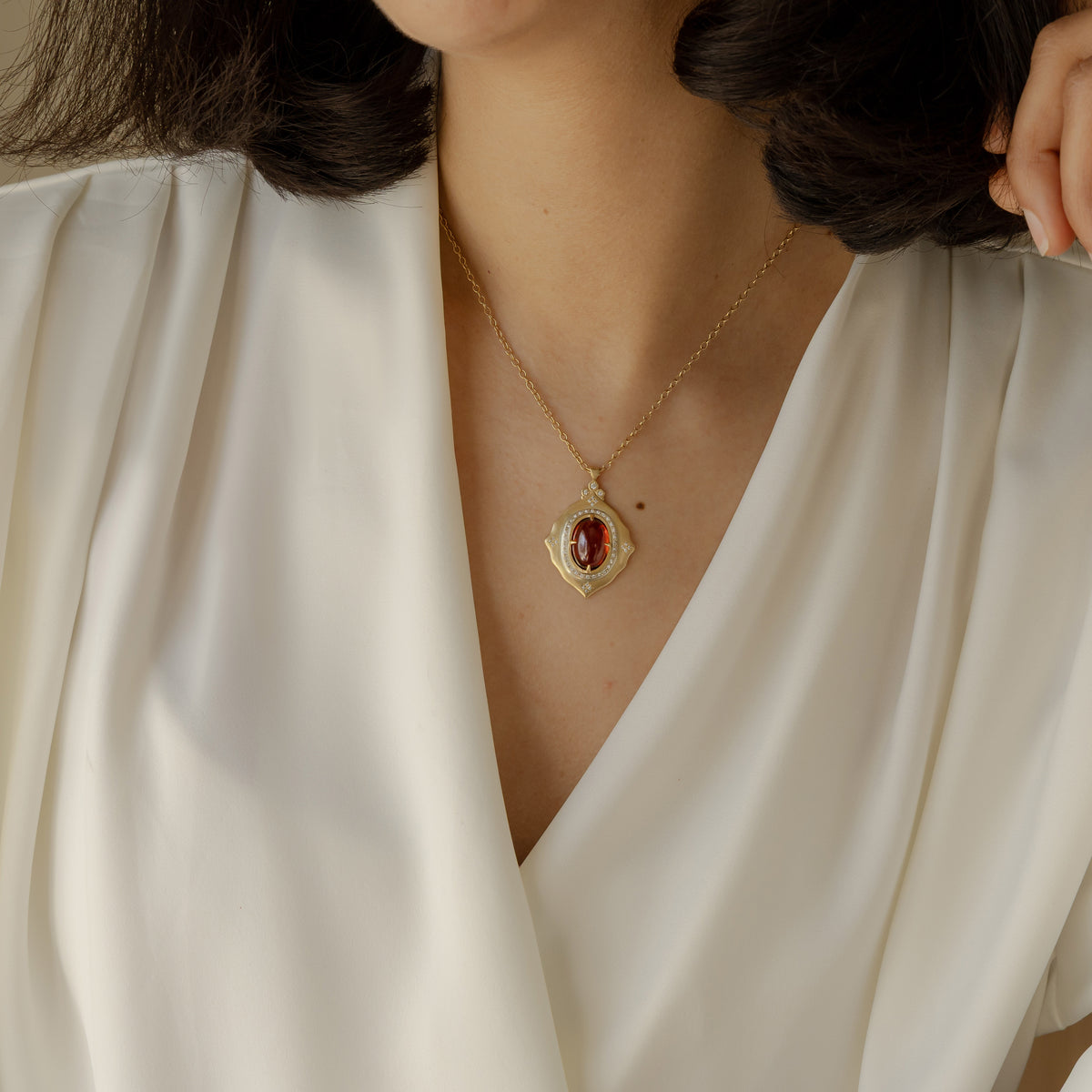 Oval Hessonite Garnet Stillwater Pendant