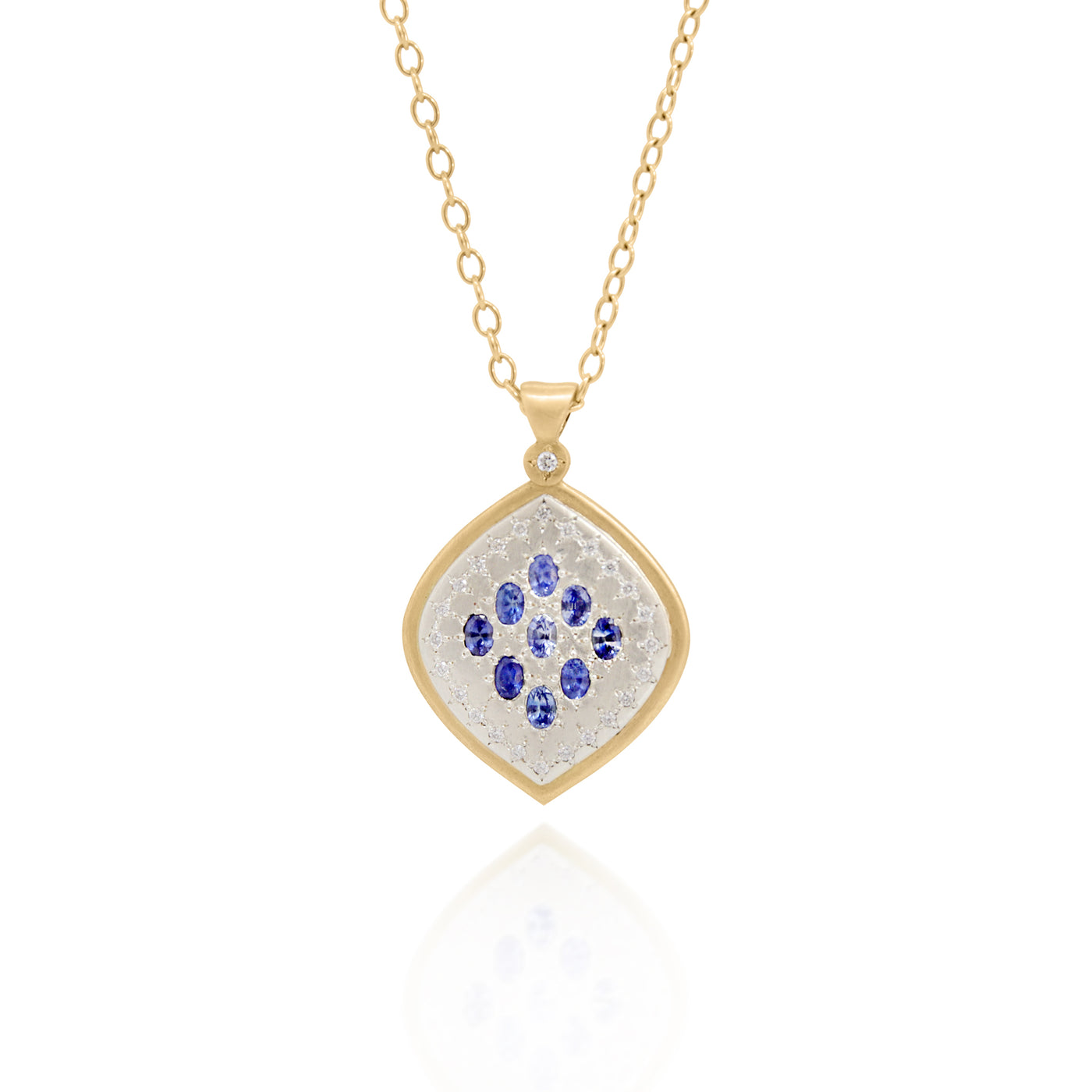 Two Tone Oval Sapphire Pendant