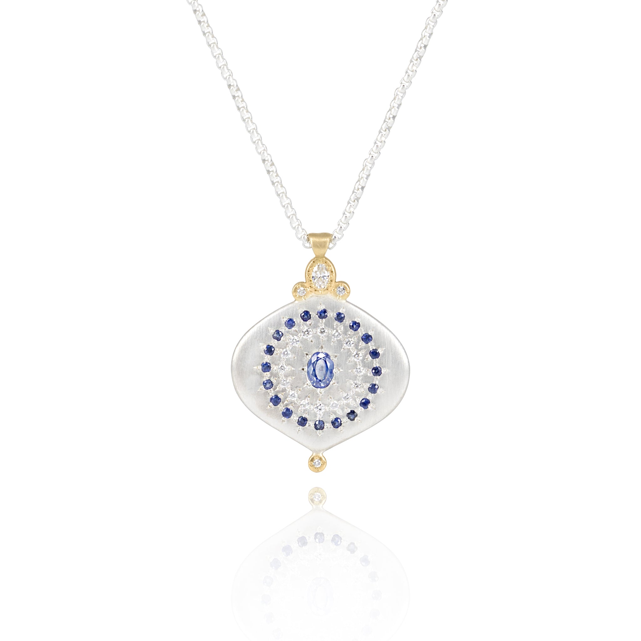 Two Tone Sapphire & Diamond Pendant
