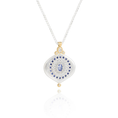 Two Tone Sapphire & Diamond Pendant