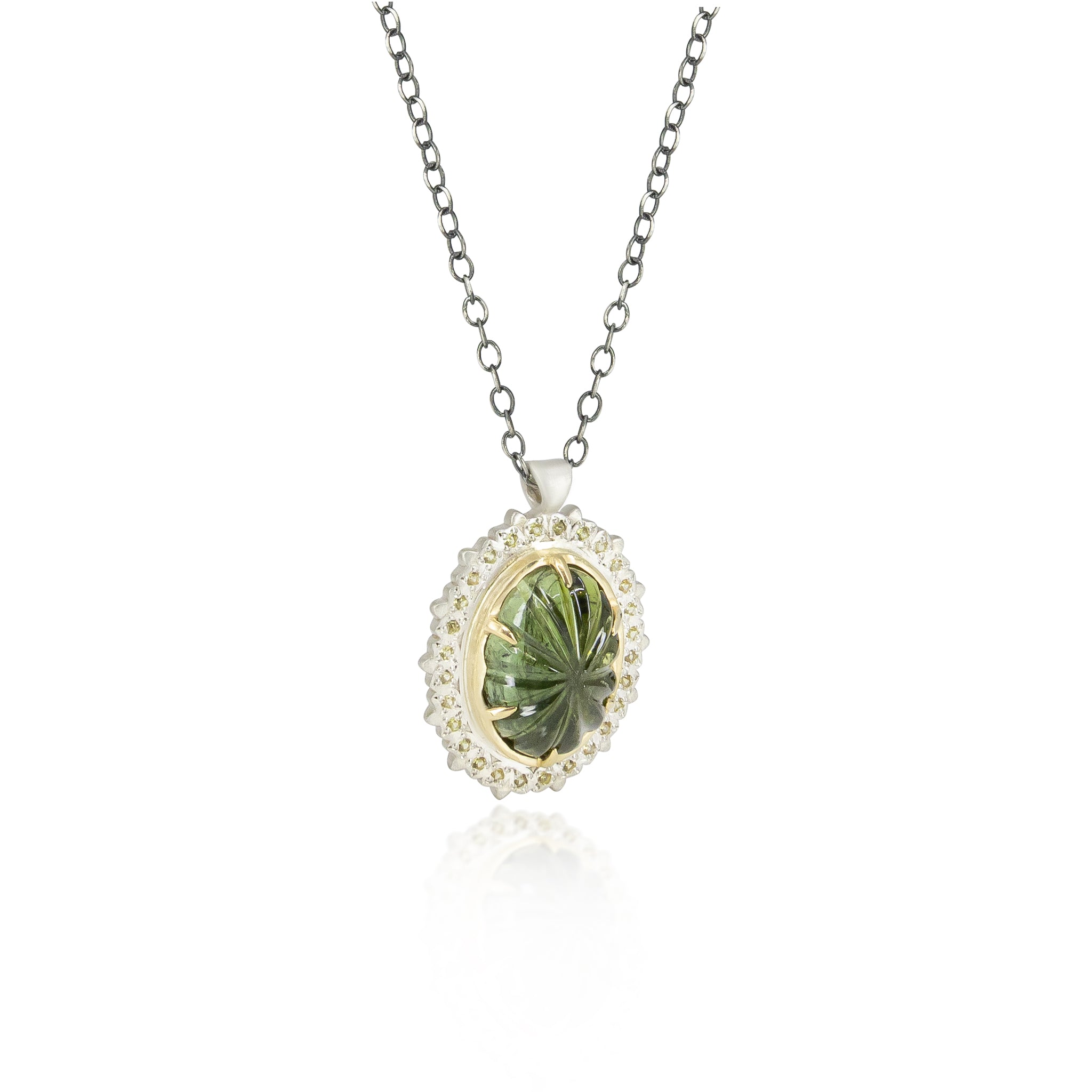 Carved Green Tourmaline Pendant