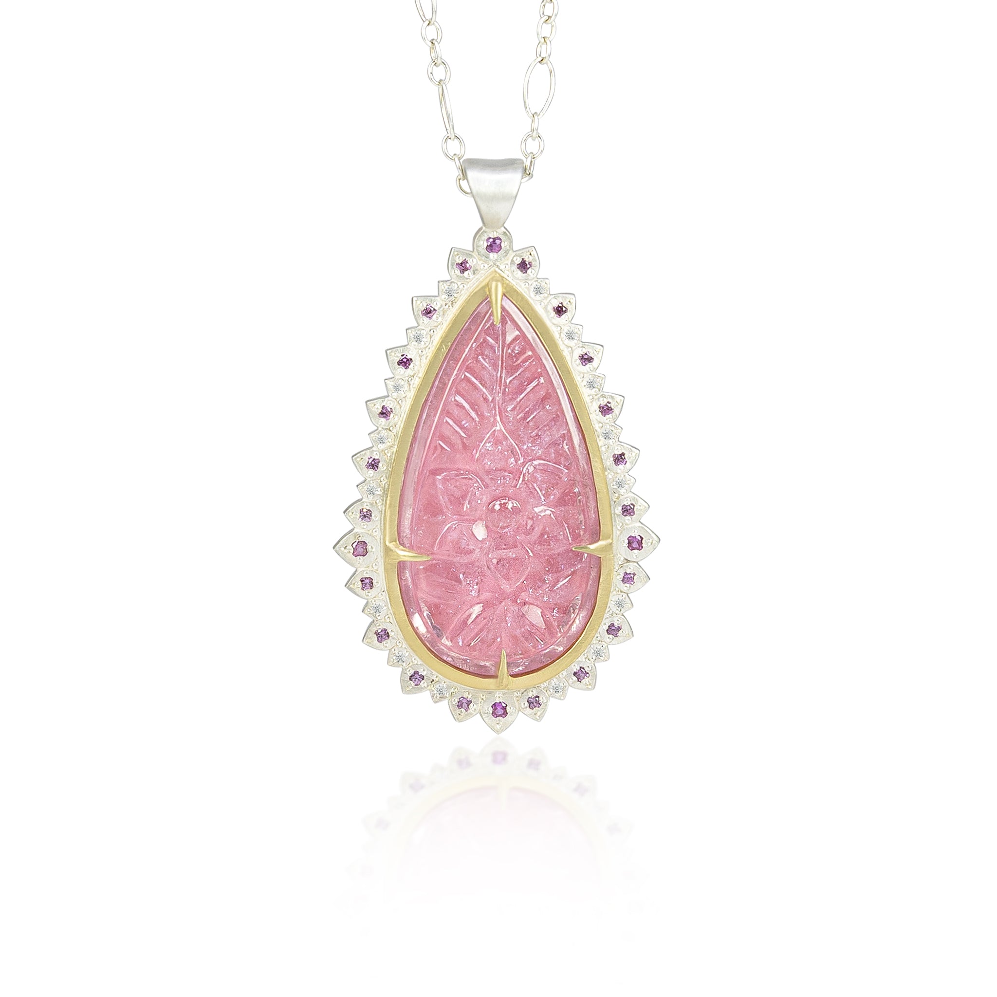 Carved Tourmaline Flame Pendant