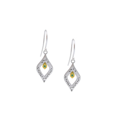 Two tone Earring Emerald