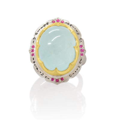 Two Tone Aquamarine Ring