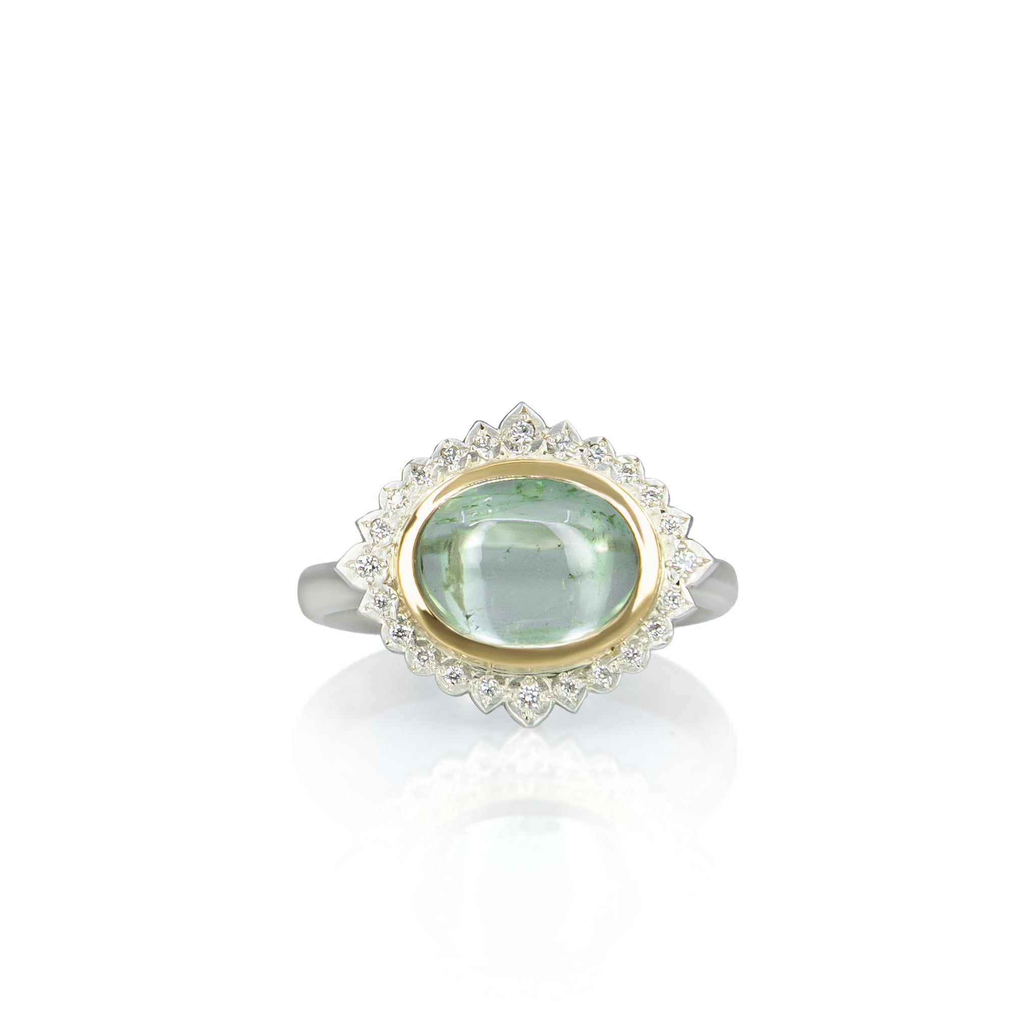 Green Tourmaline Flame Ring