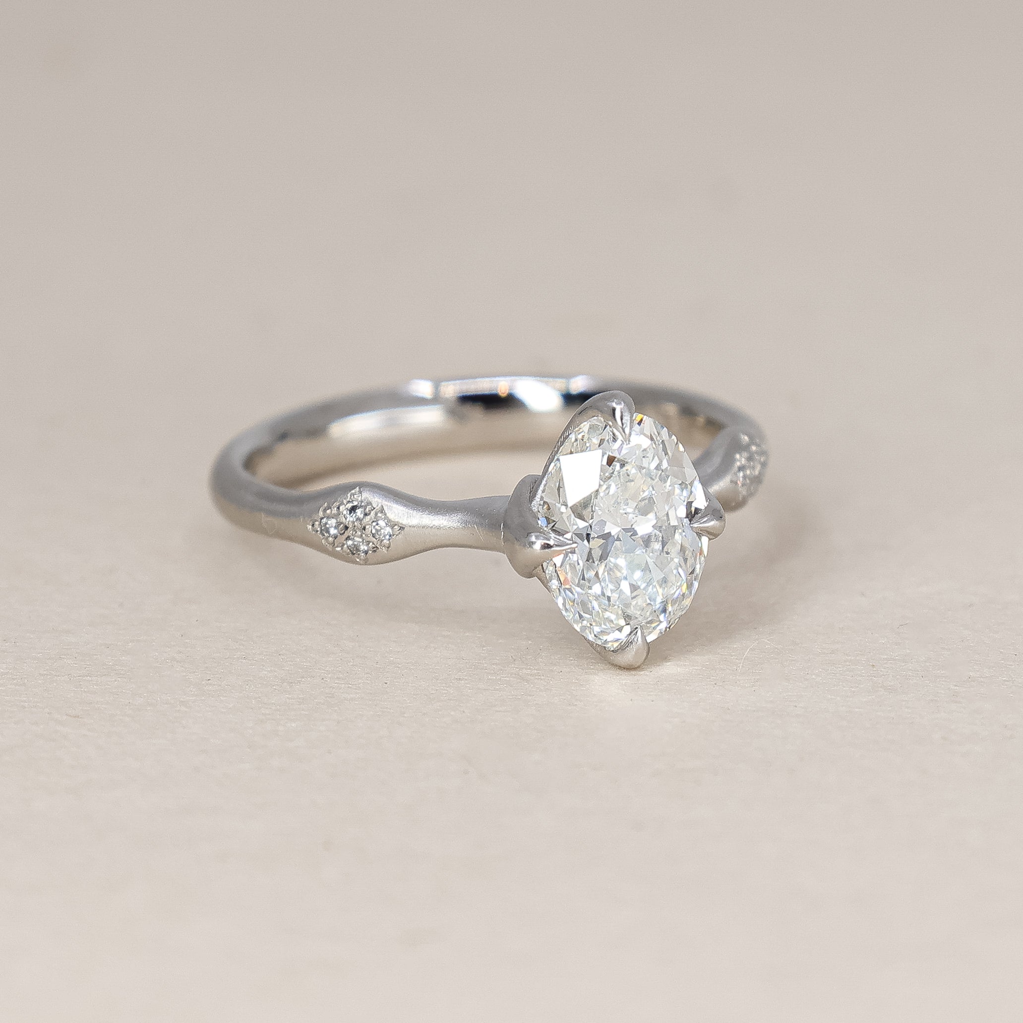 Platinum Oval Rosebud Ring