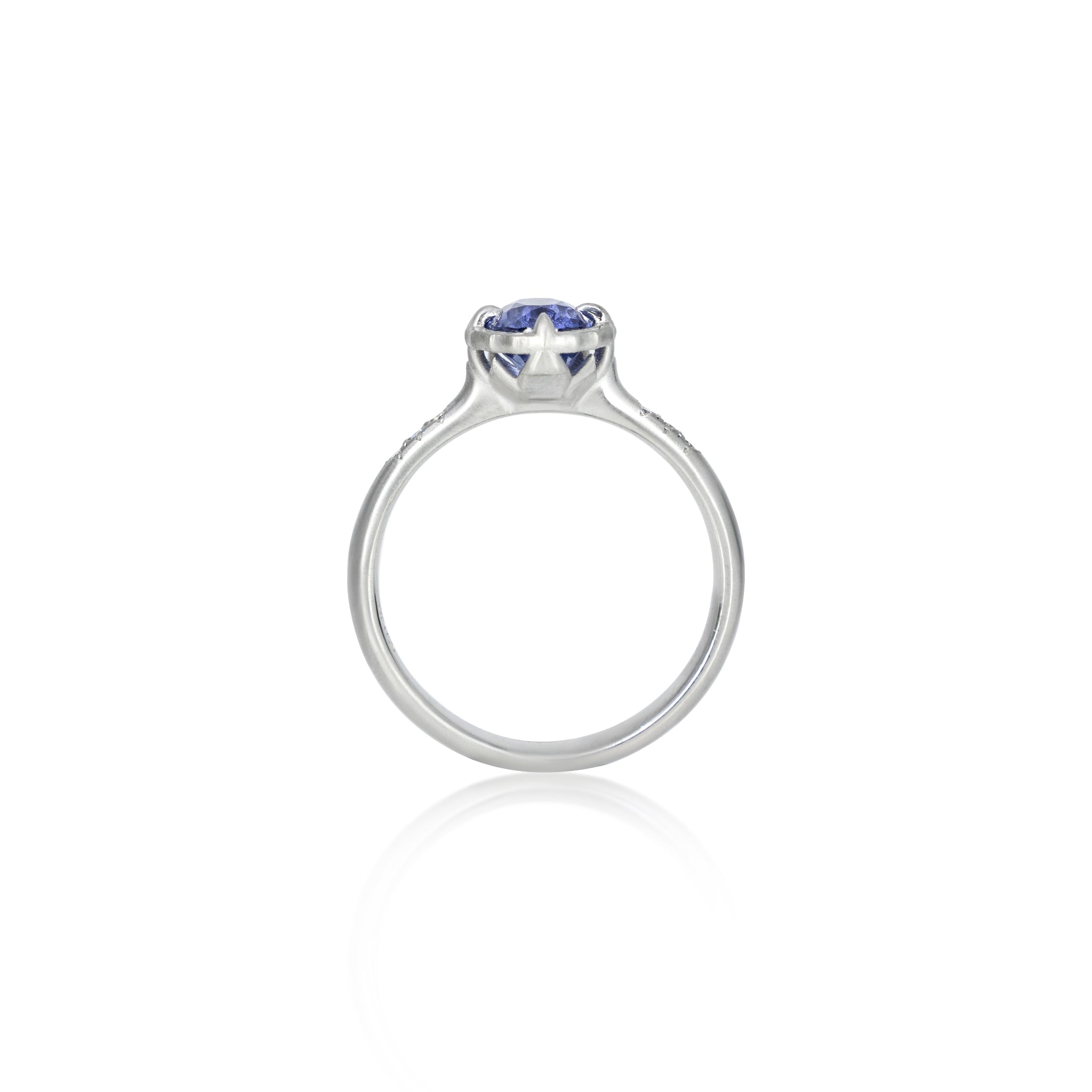 Oval Sapphire Platinum Lotus Ring