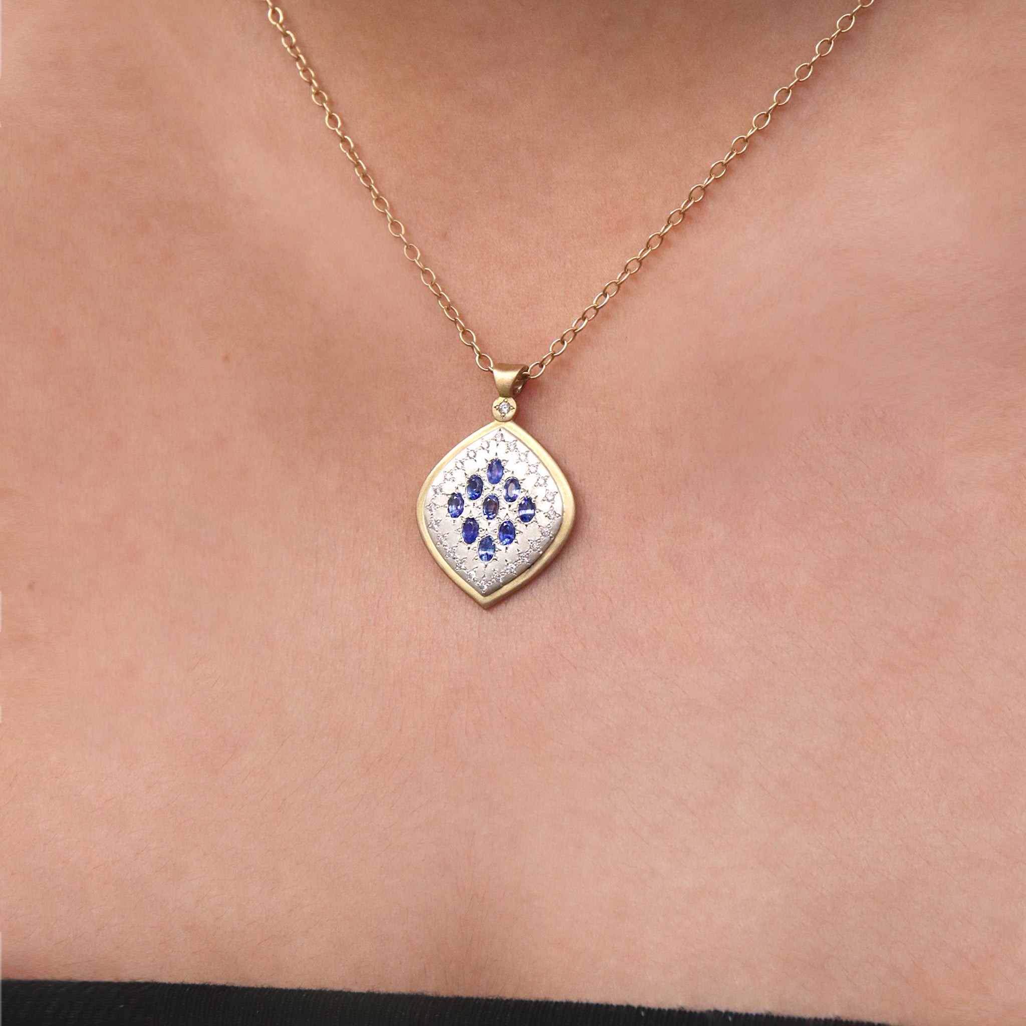 Mixed Metal Sapphire Pendant