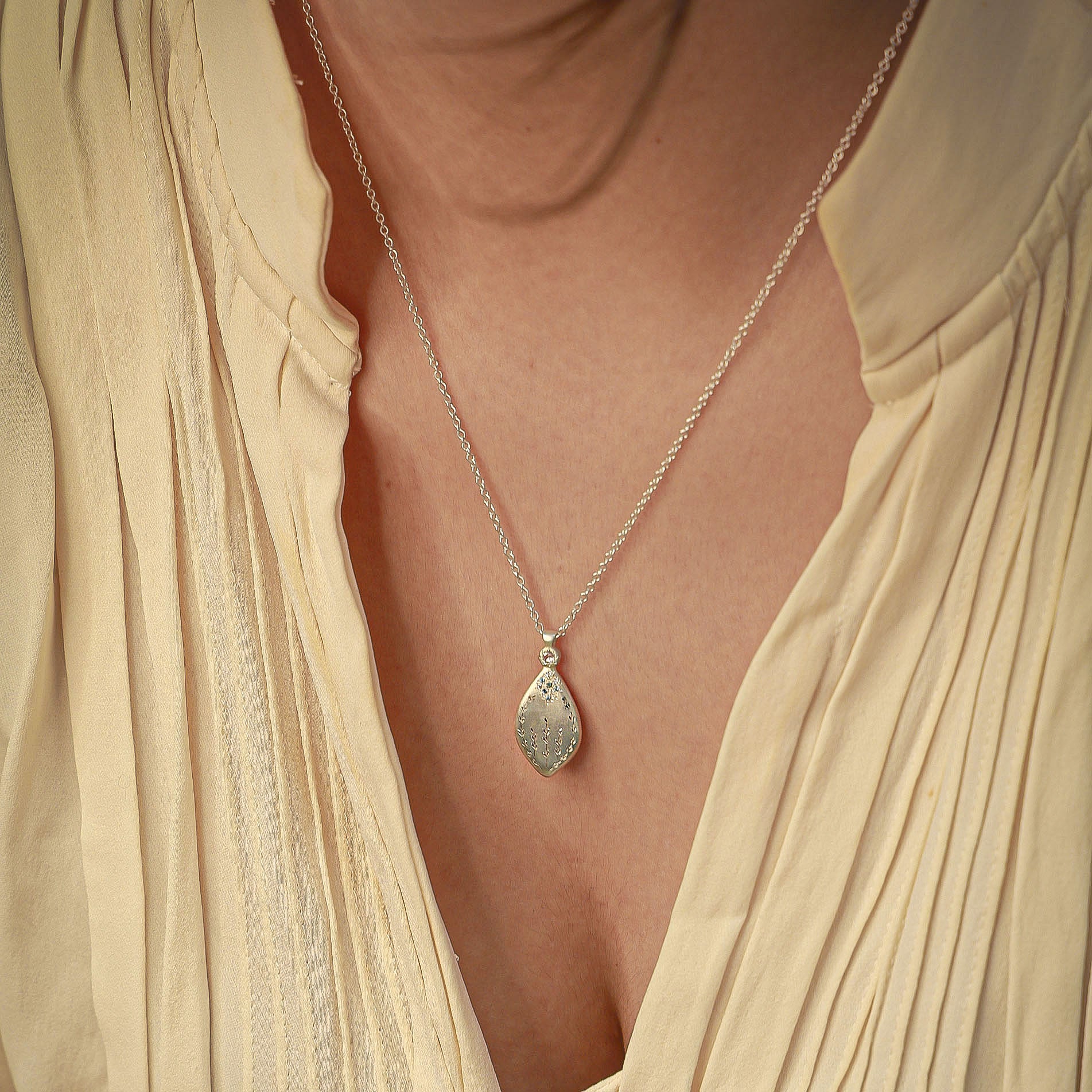 Diamond & Aquamarine Multi-Stone Secret Garden Pendant | Adel Chefridi