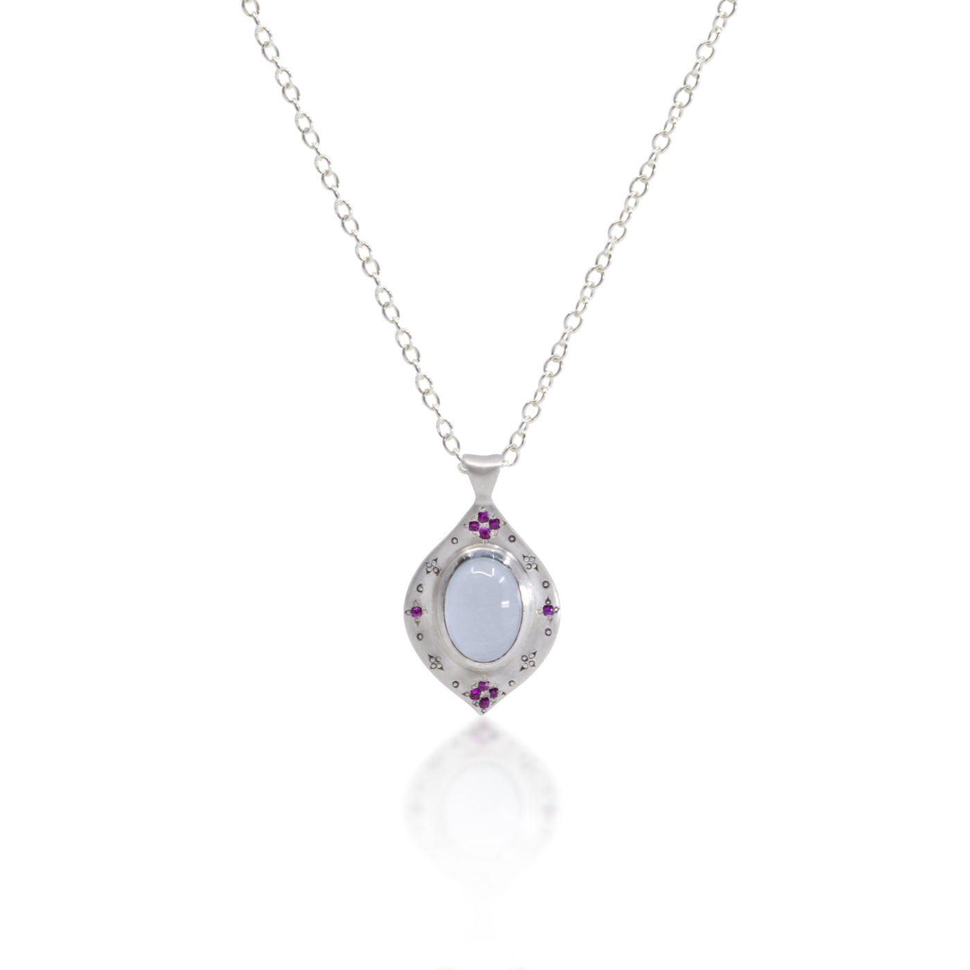 Oval Drop of Happiness with engraving and side stones