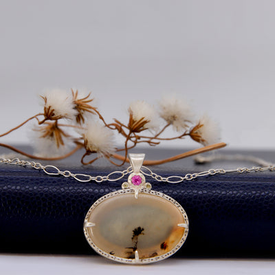 Silver Scenic Agate Pendant