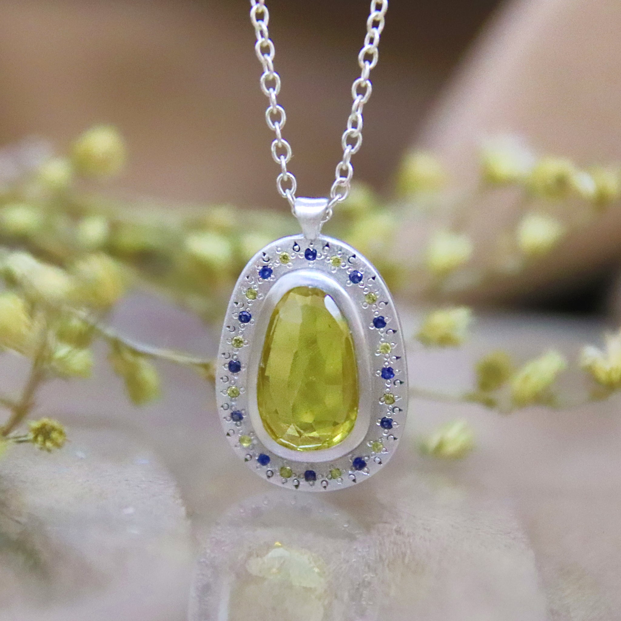 Green Tourmaline Slice Pendant