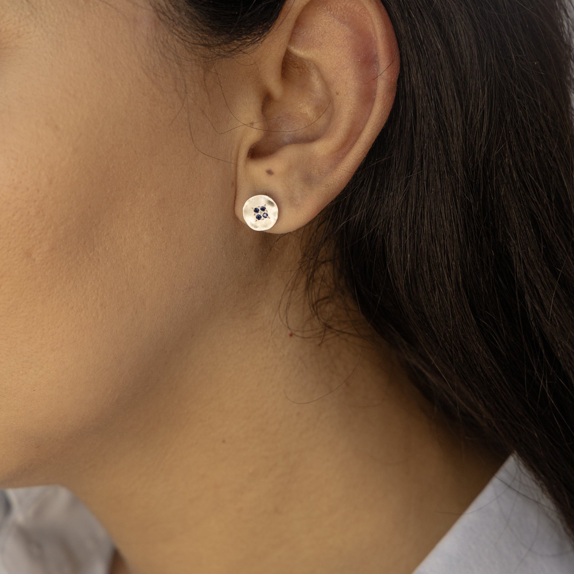 Silver Four Star Wave Charm Studs