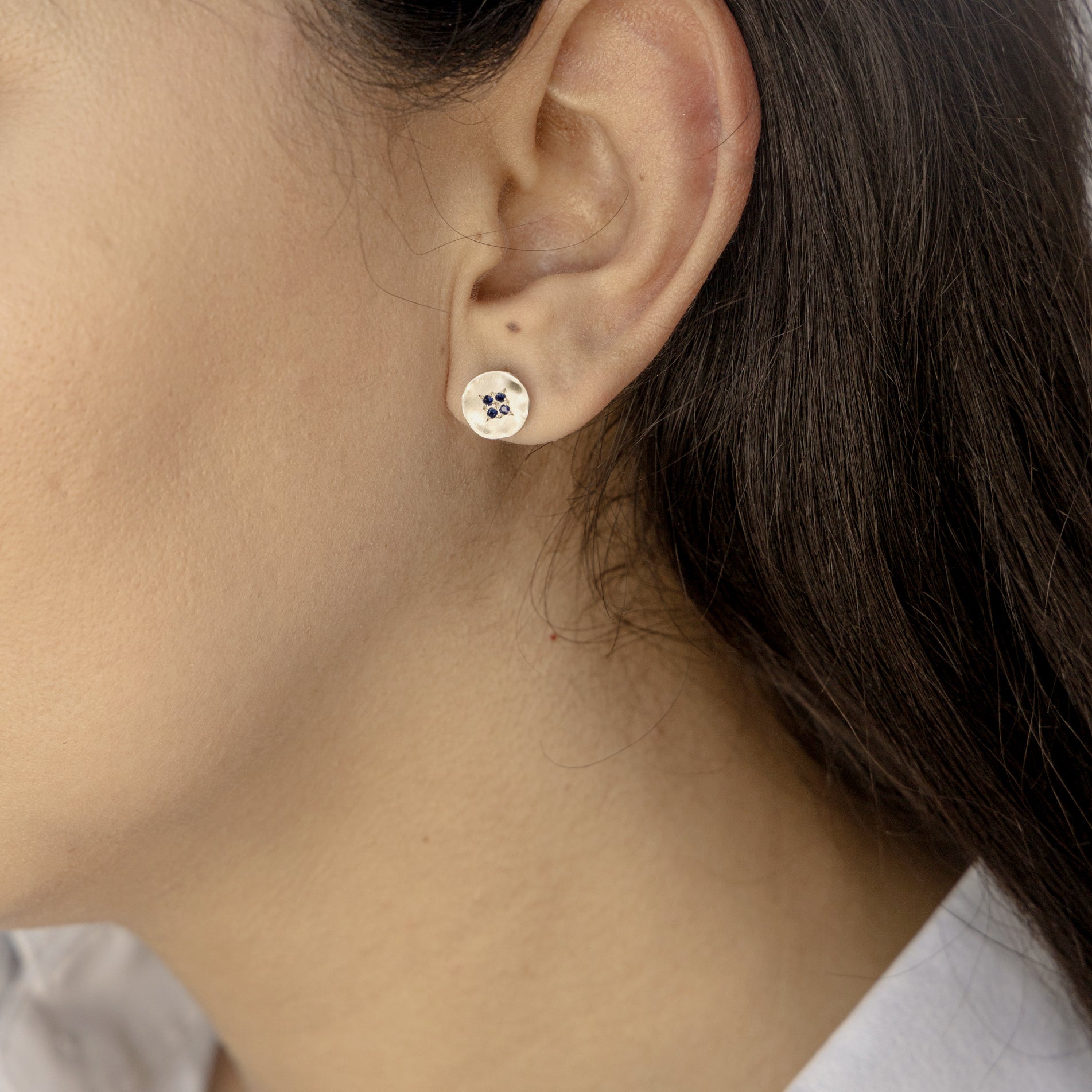 Silver Four Star Wave Charm Studs