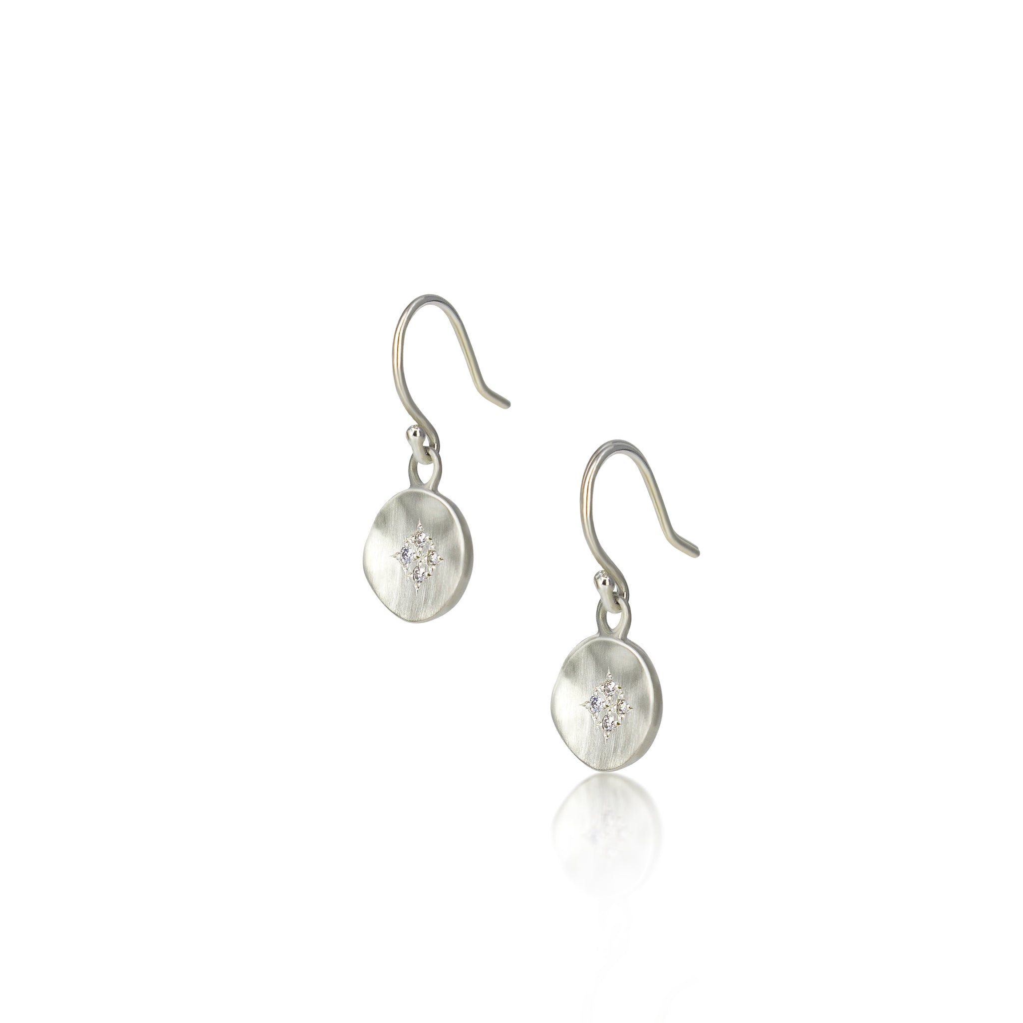 Sterling Silver Diamond Four Star Wave Earrings | Adel Chefridi